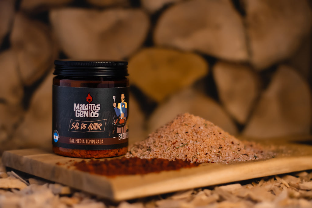 Frasco de Sal de Campo Clássica da Malditos Genios, sal artesanal com ervas argentinas